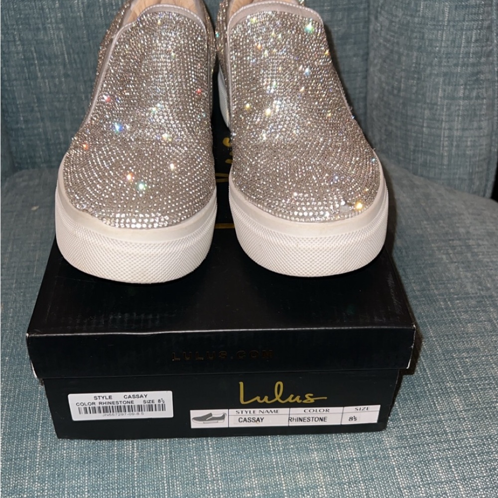 Lulu's Silver Rhinestone Sneakers - Picture 2 of 3